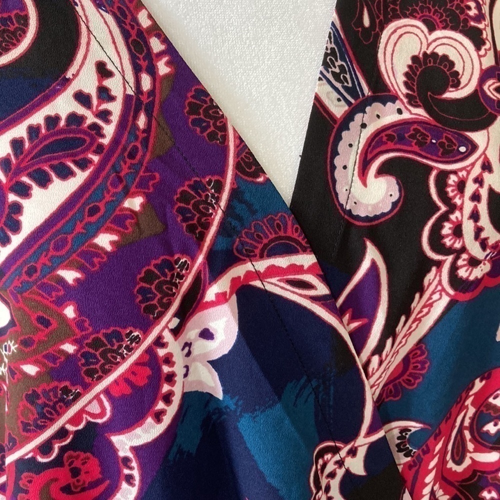 Lane Bryant Outlet 20 blouse faux wrap v-neck bell sleeves paisley - Picture 7 of 14
